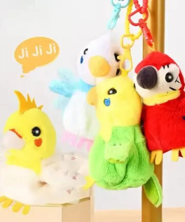 Interactive Squawking Parrot Plush Keychain