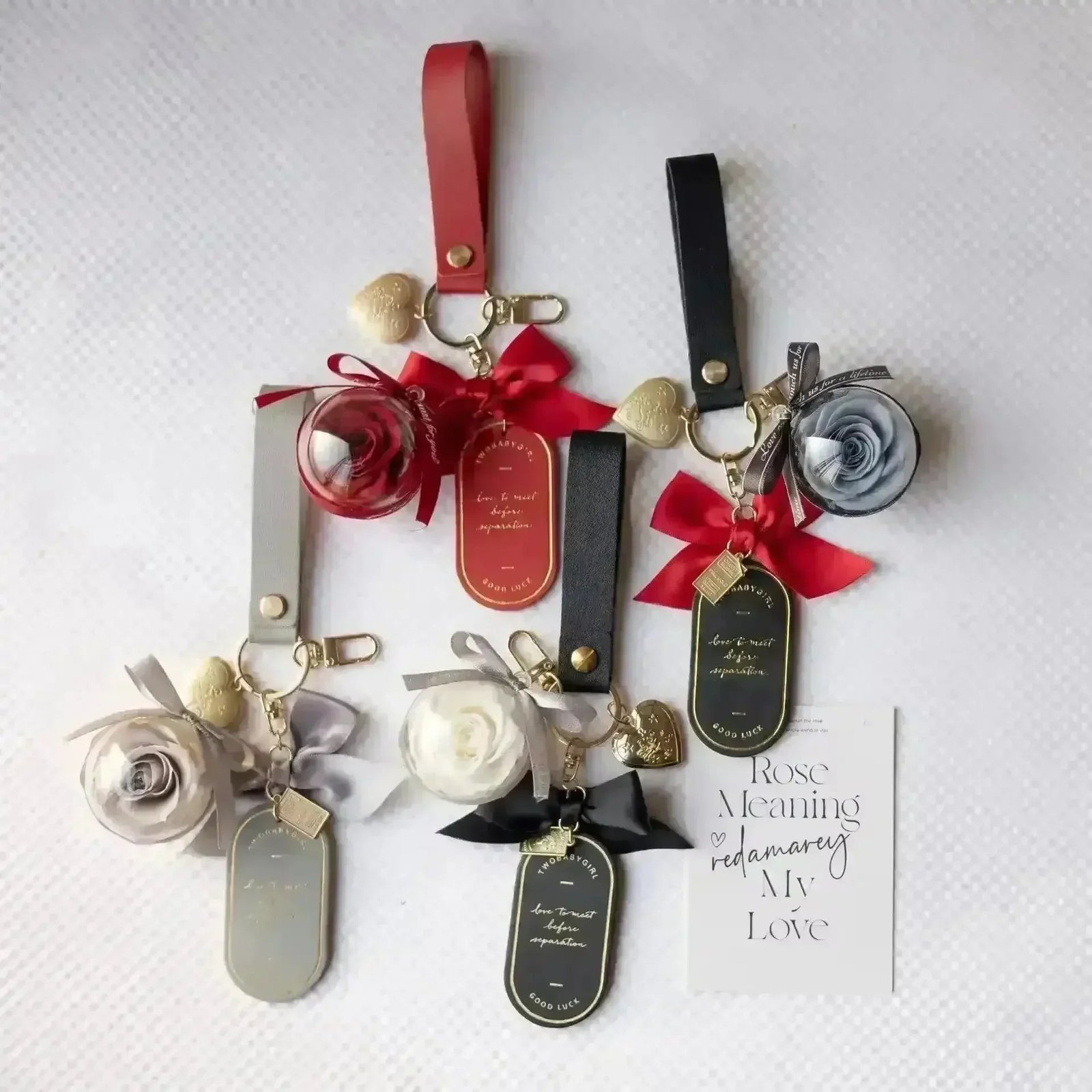 Preserved Rose Love Tag Keychain