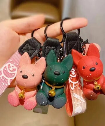 Punk Glittery Bulldog Keychain