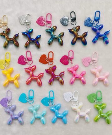 Balloon Heart Punk Dog Keychain