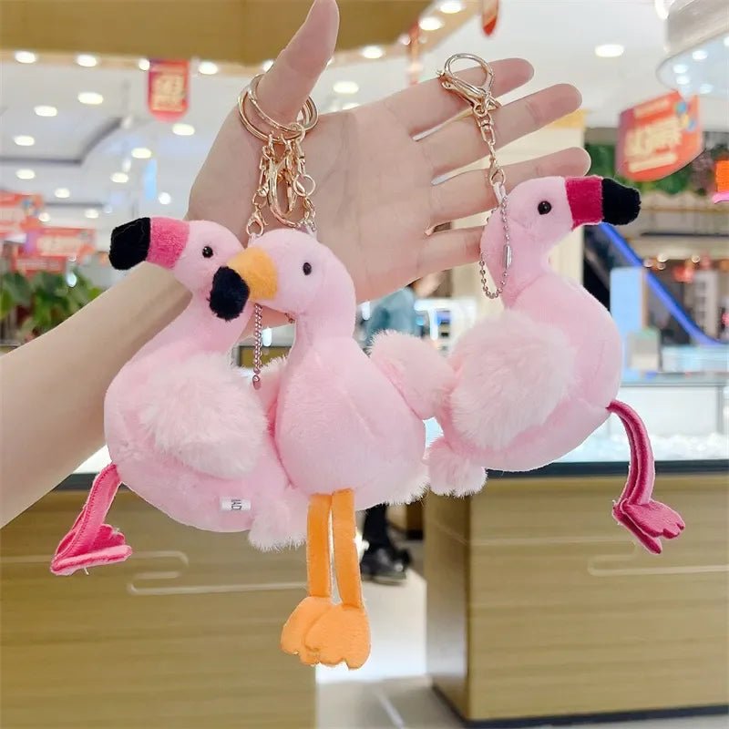 Flamingo Soft Feathers Plush Keychain - Image 3