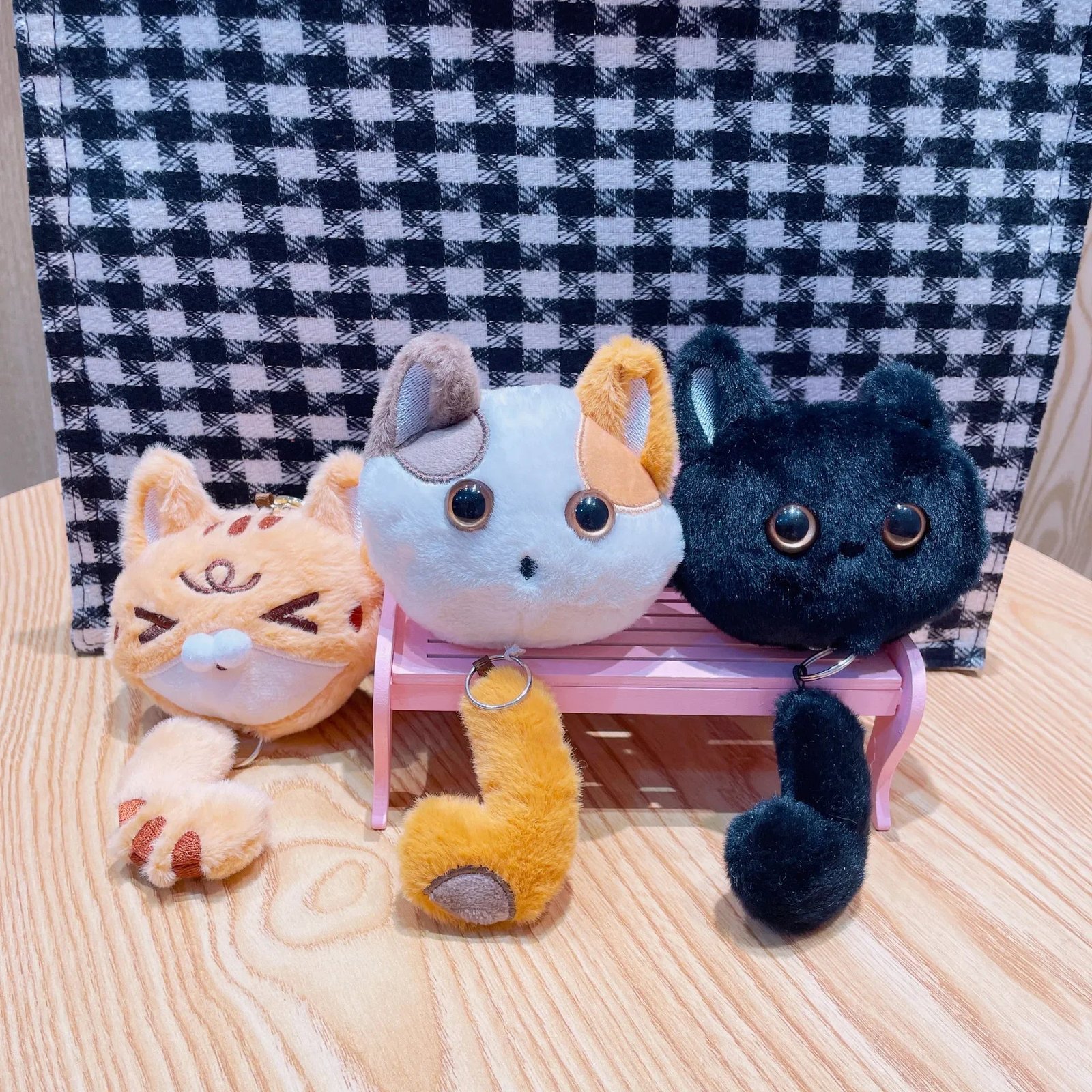 Stretchy Tail Cat Plush Keychain - Image 3