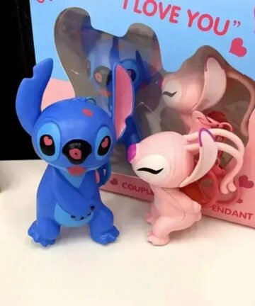 Stitch & Angel Kiss & Love Keychain